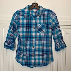 NWOT Cat & Jack Girls Plaid Button Down Shirt - Size 10/12